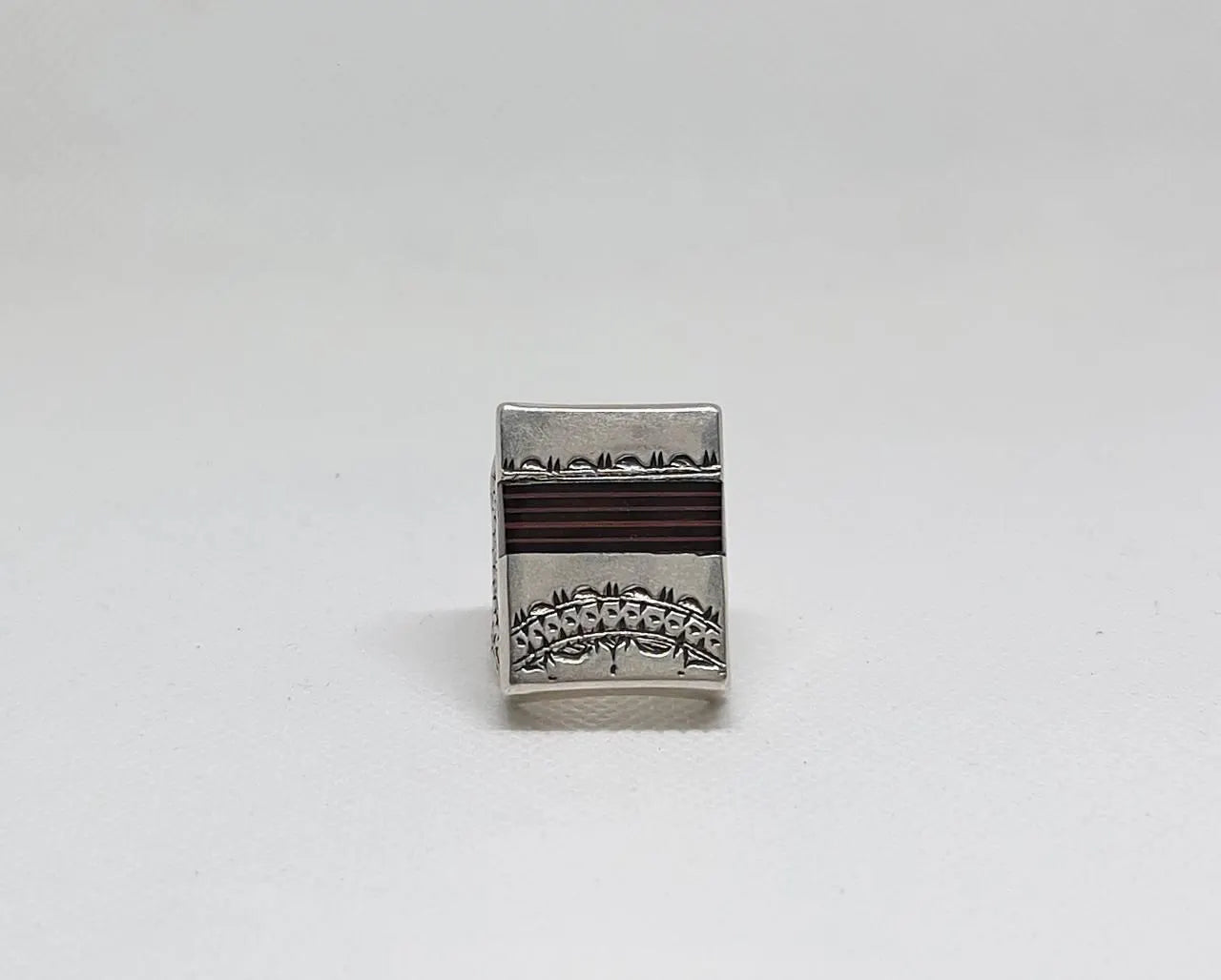 Vintage Berber Sterling Silver Ring, Handmade Tuareg Ring Silver Sterling with Sahara Ebony Wood, Moroccan Jewelry, Gift for Him Size 11 US