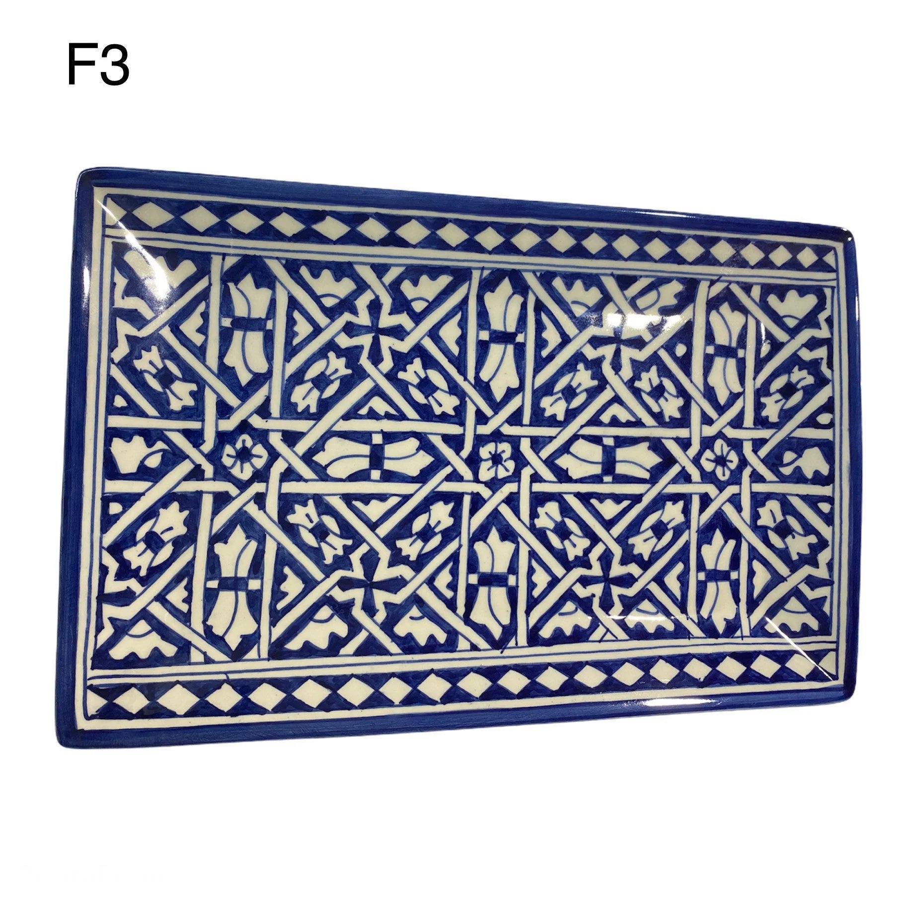 Handmade Ceramic Cake Dish from Fes (Morocco)/ Rectangular Tray / Rectangular Tray.