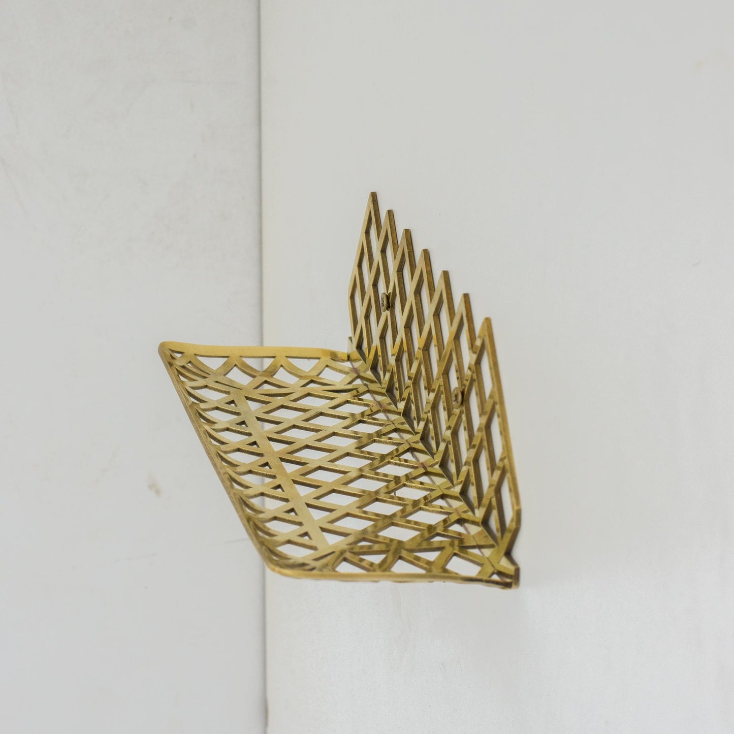 Unlacquered Brass Wall Shelf for Shower, Brass Floating Grid Shelf, Shower Draining Shelf