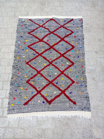 Moroccan Zanafi Rug .Handmade Berber Wool Rug Authentic Azilal Carpet Area Rug - Vintage Berber Rug - Zanafi Rug