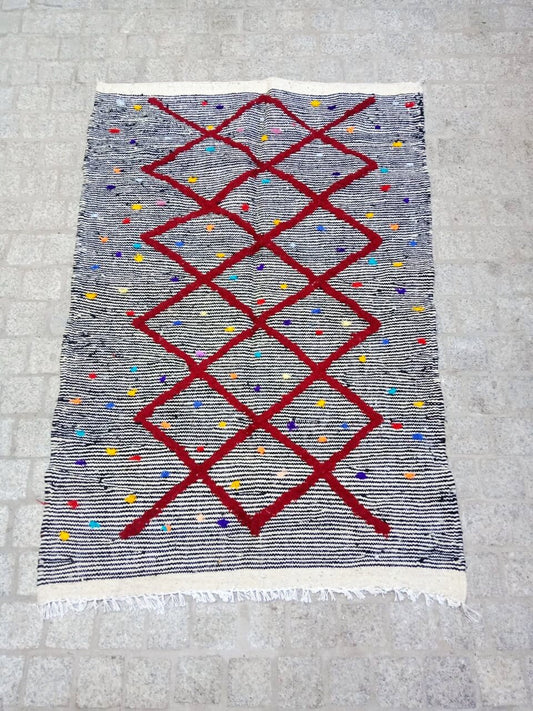 Moroccan Zanafi Rug .Handmade Berber Wool Rug Authentic Azilal Carpet Area Rug - Vintage Berber Rug - Zanafi Rug