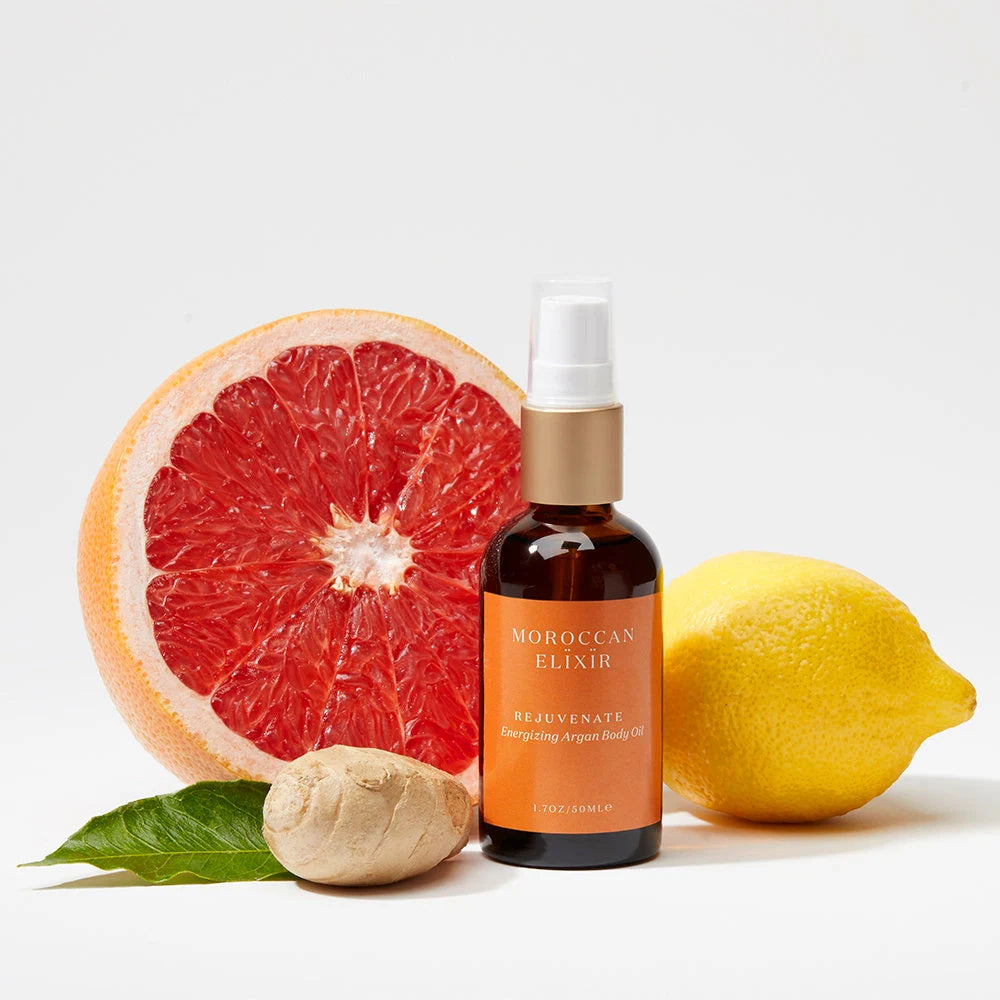 REJUVENATE Energizing Argan Body Oil Argan Oil with Ginger, Bergamot, Pink Grapefruit and Tangerine