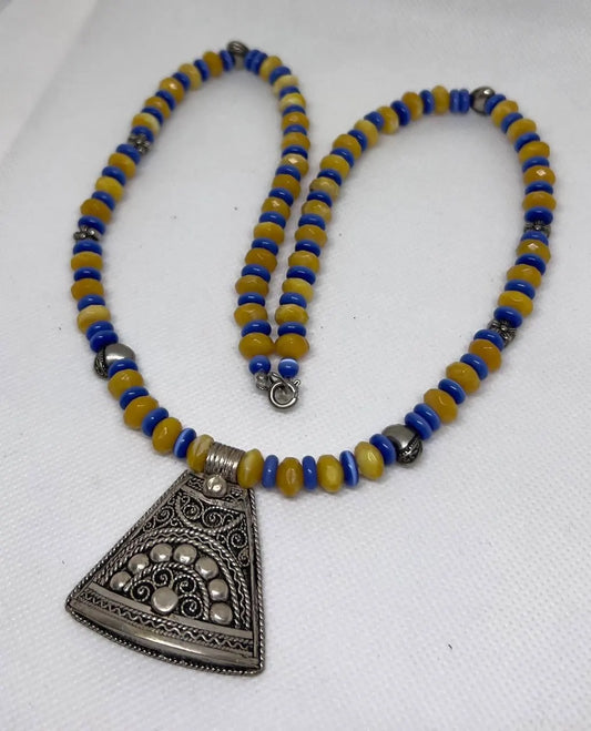 Silver Vintage African Tuareg Berber Necklace, Antique Boho Jewelry Necklace, Necklace Pendant Silver, Gift for Her or Him
