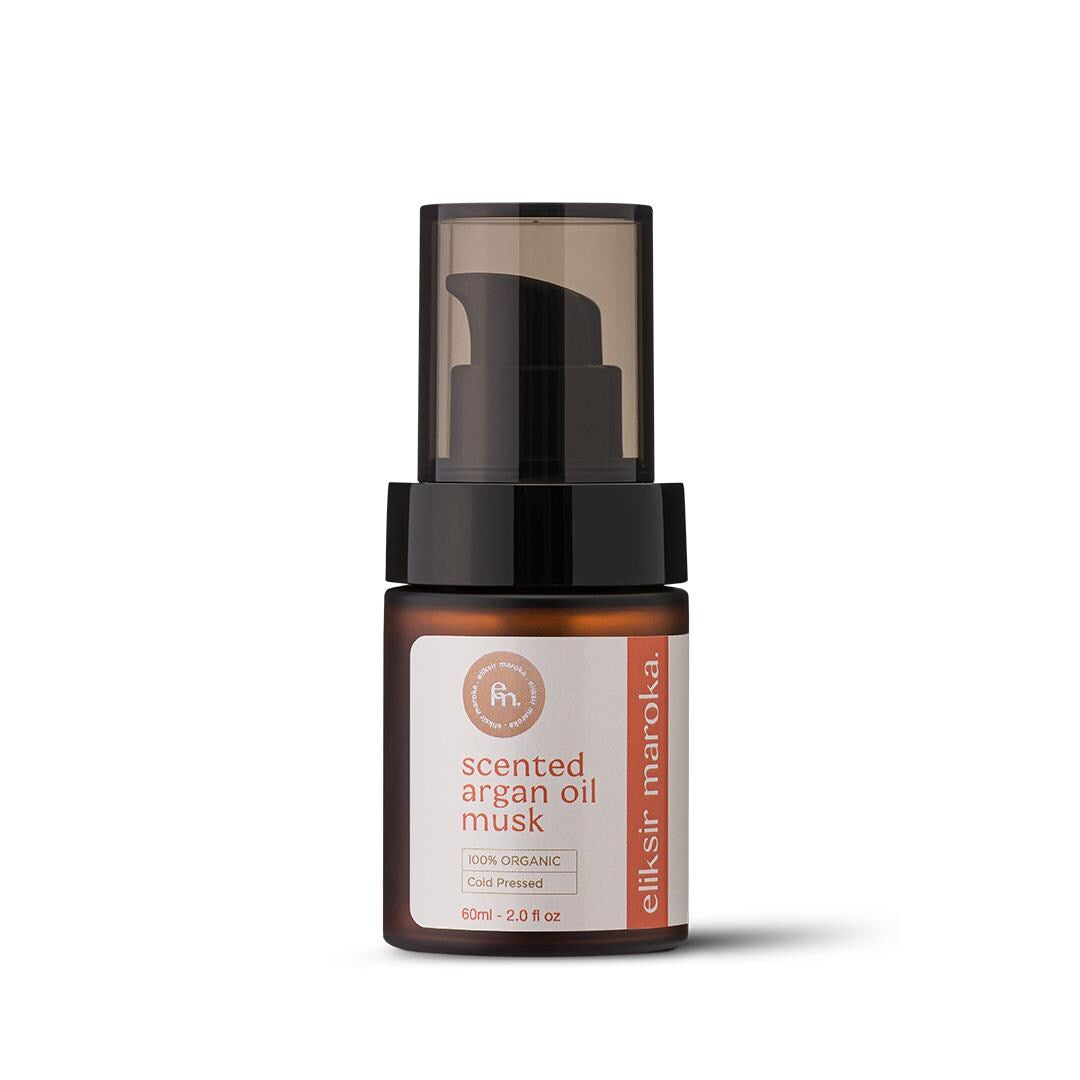 Eliksir Maroka Fragrant Argan Oil–100% Pure Moroccan Oil with Musk Scent for Skin, Hair, and Nails Hydrating with Vitamin E Fatty Acid 60 ML