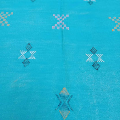 Moroccan Cactus Silk Rug, Handmade Sabra Cactus Rug, Berber Sabra Rug ,Authentic Azilal Rug, Bleu Cactus Silk ,Bohemian Rug
