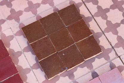 1 Square Foot Brown Moroccan Tile Handmade Square Fireplace Glazed Accent Tile Backsplash Bathroom Wall Tile Home Decor Morocco Tile