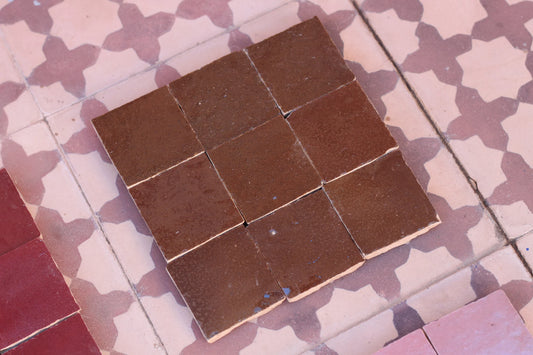 1 Square Foot Brown Moroccan Tile Handmade Square Fireplace Glazed Accent Tile Backsplash Bathroom Wall Tile Home Decor Morocco Tile