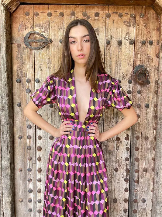 Alexia’S Dress Pink and Green Print