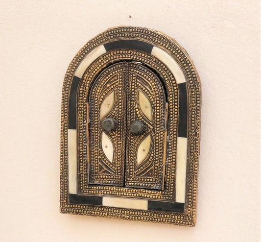 Small Wall Mirror, Decorative Mirror, Wall Brass Mirror, Boho Mirror, Bone Inlay Mirror, Mirror with Doors