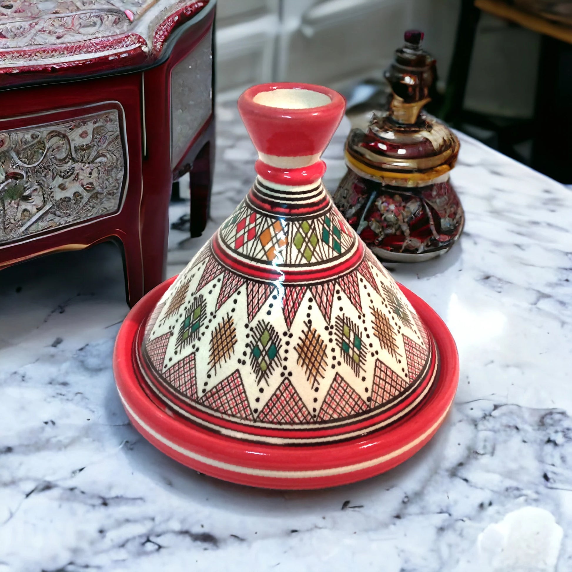 Handcrafted Ceramic Tagine Moroccan Elegance for Stylish Dining Vibrant Glazed Tagine Red Tagine