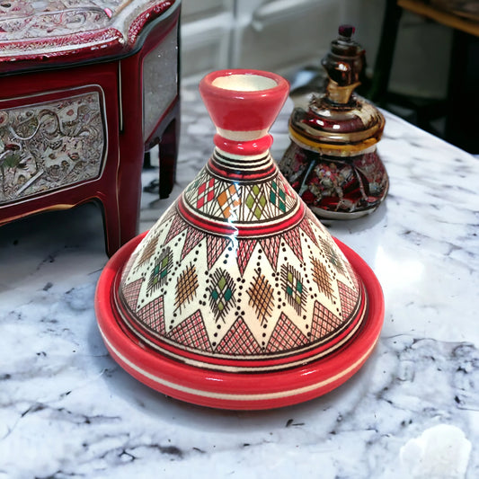 Handcrafted Ceramic Tagine Moroccan Elegance for Stylish Dining Vibrant Glazed Tagine Red Tagine