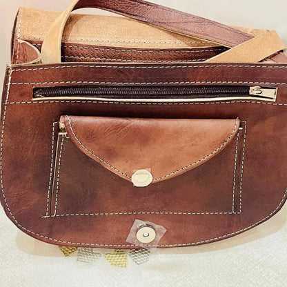 Moroccan Leather Bag, Genuine Leather Crossbody Bag, Moroccan Shoulder Bag, Women'S Leather Bag, Handmade Carved, Gift for Women.