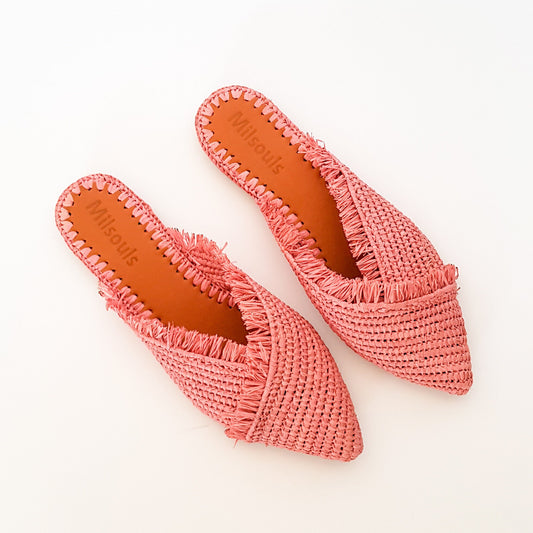 Moroccan Raffia, Woven Raffia Slippers, Raffia Slides, Raffia Slippers, Pink Raffia Shoes, Moroccan Shoe, Handwoven Shoes