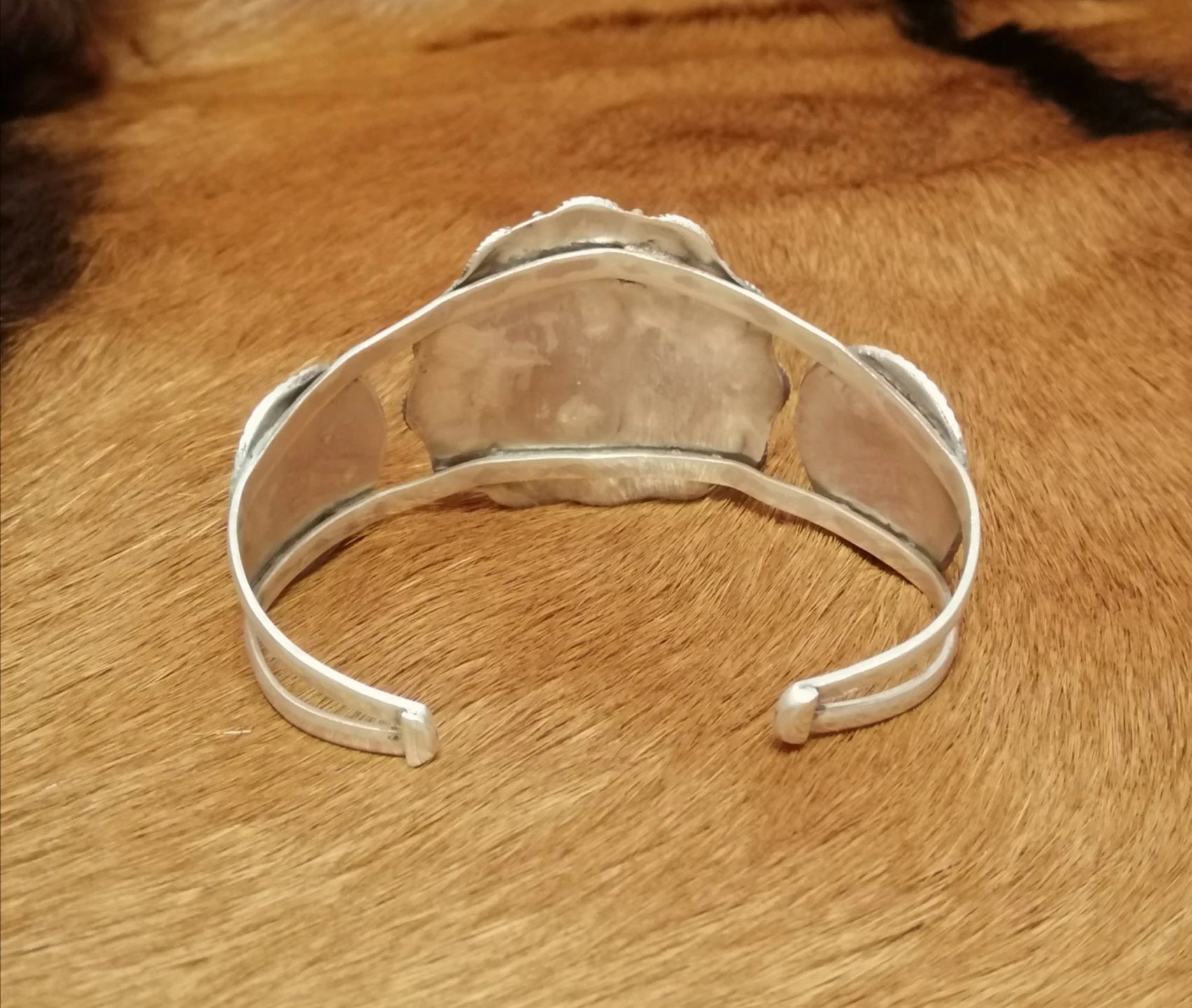 Enamel Flower Design Silver Cuff Bracelet
