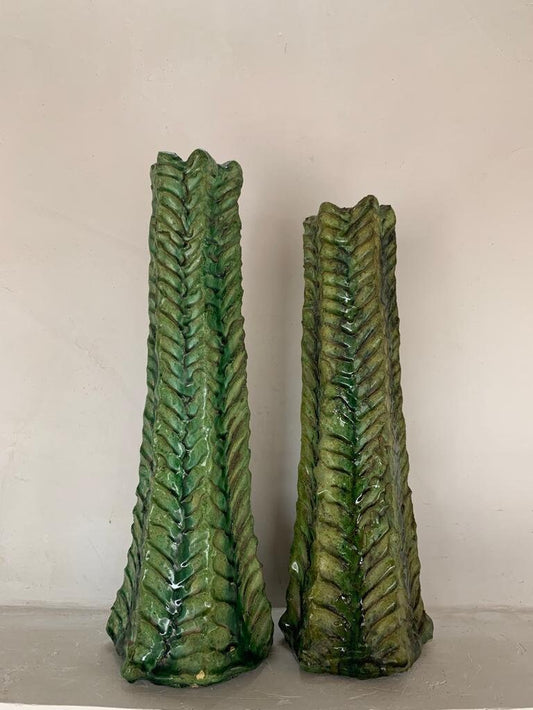 Natural Candle Holder, Green Candles Terracotta