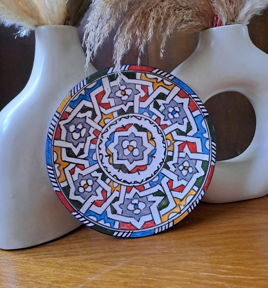 Moroccan Pottery Plate 20Cm | Artisan Ceramic Dish | Colorful Handcrafted Plate | Berber Wall Hanging Decor | Unique Gift Idea