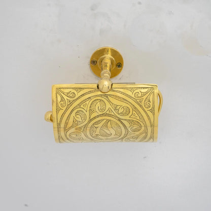 Solid Brass Toilet Paper Holder with Sliding Cover, Handcrafted Powder Room Roll Holder