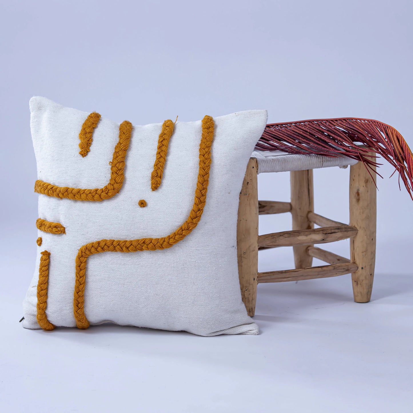 White and Moutarde Pillow - Handmade Pillow - Moroccan Pillow-Livingroom Pillow - Bedroom Pillow - Custom Pillow