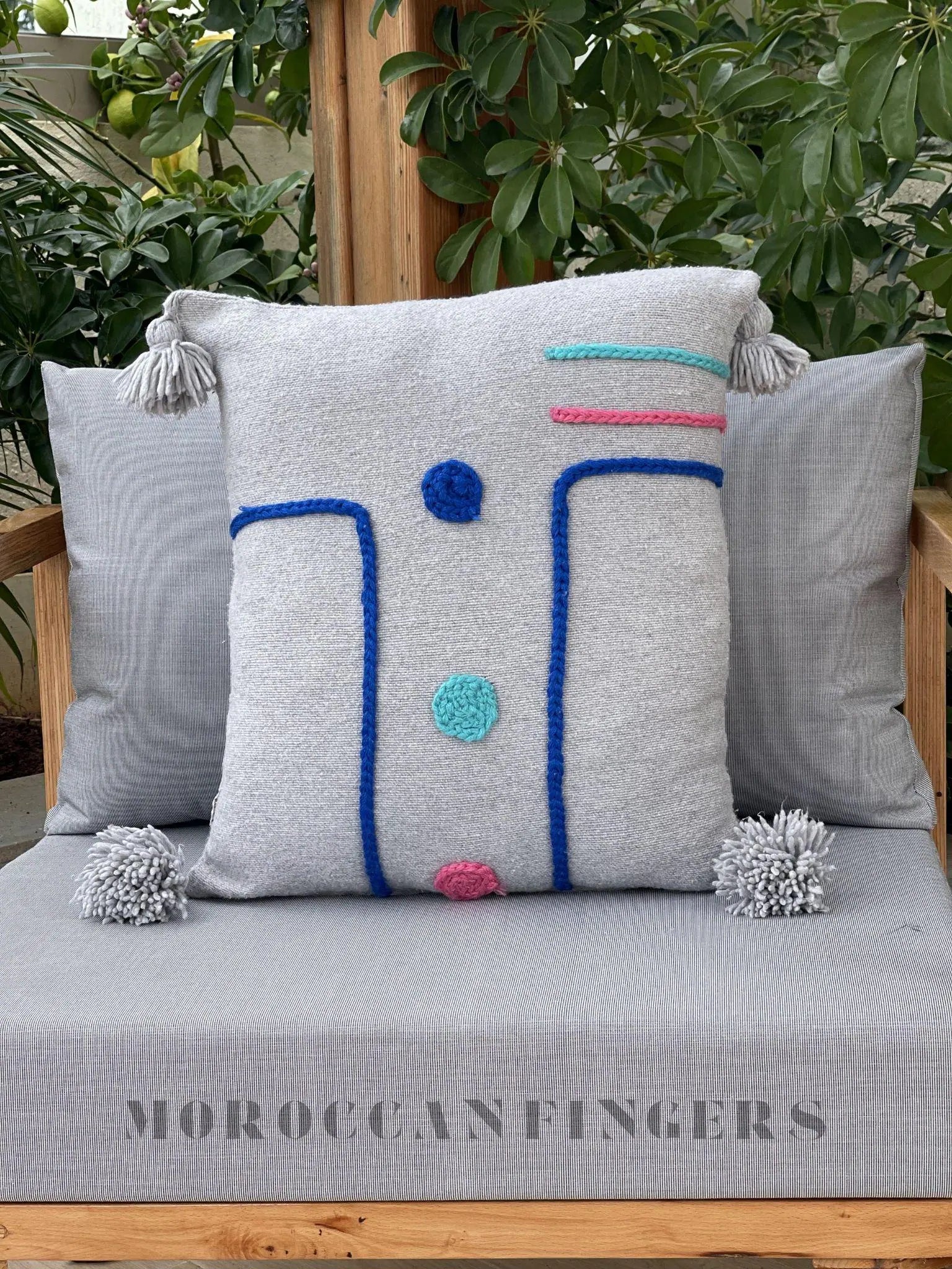 Geometric Pillow Covers 18X18 – Set of 2 Modern Handwoven Cushions, Recycled Cotton, Handmade in Morocco