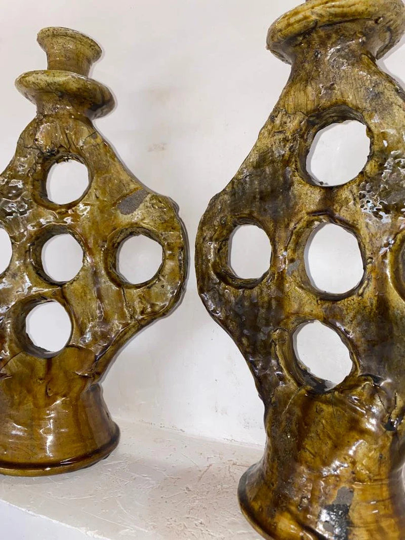 Yellow Terracotta Candle Holders