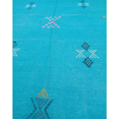 Moroccan Cactus Silk Rug, Handmade Sabra Cactus Rug, Berber Sabra Rug ,Authentic Azilal Rug, Bleu Cactus Silk ,Bohemian Rug