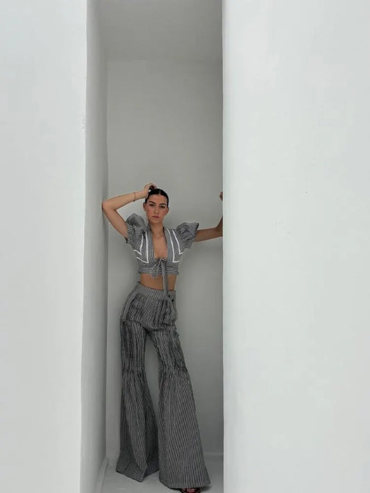 Dina’S Pants Stripe Bkack & White
