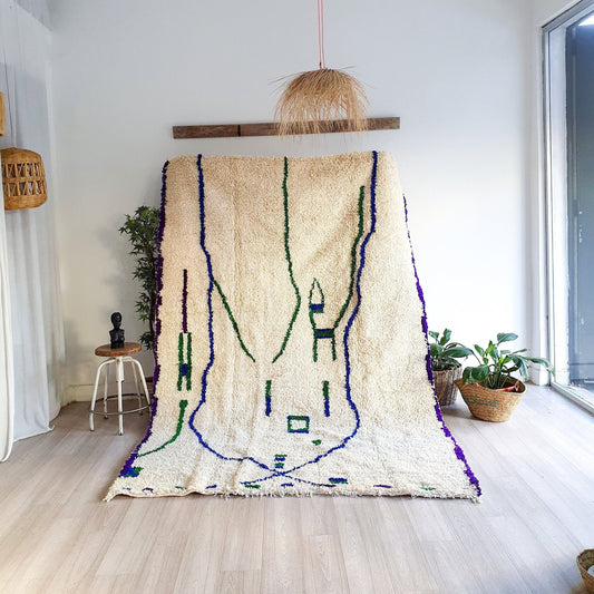 Colorful Handwoven Rug Moroccan Wool Rug Soft Thick Wool Rug Azilal Boujad Rug