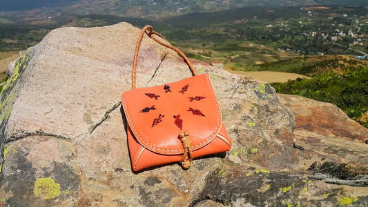 Moroccan Orange Leather Mini Clutch, Cross Body Bag, Leather Moroccan Mini Shoulder Bag, Minihandb, Kids Bag, Passeport Bag, Girl-Child Bag
