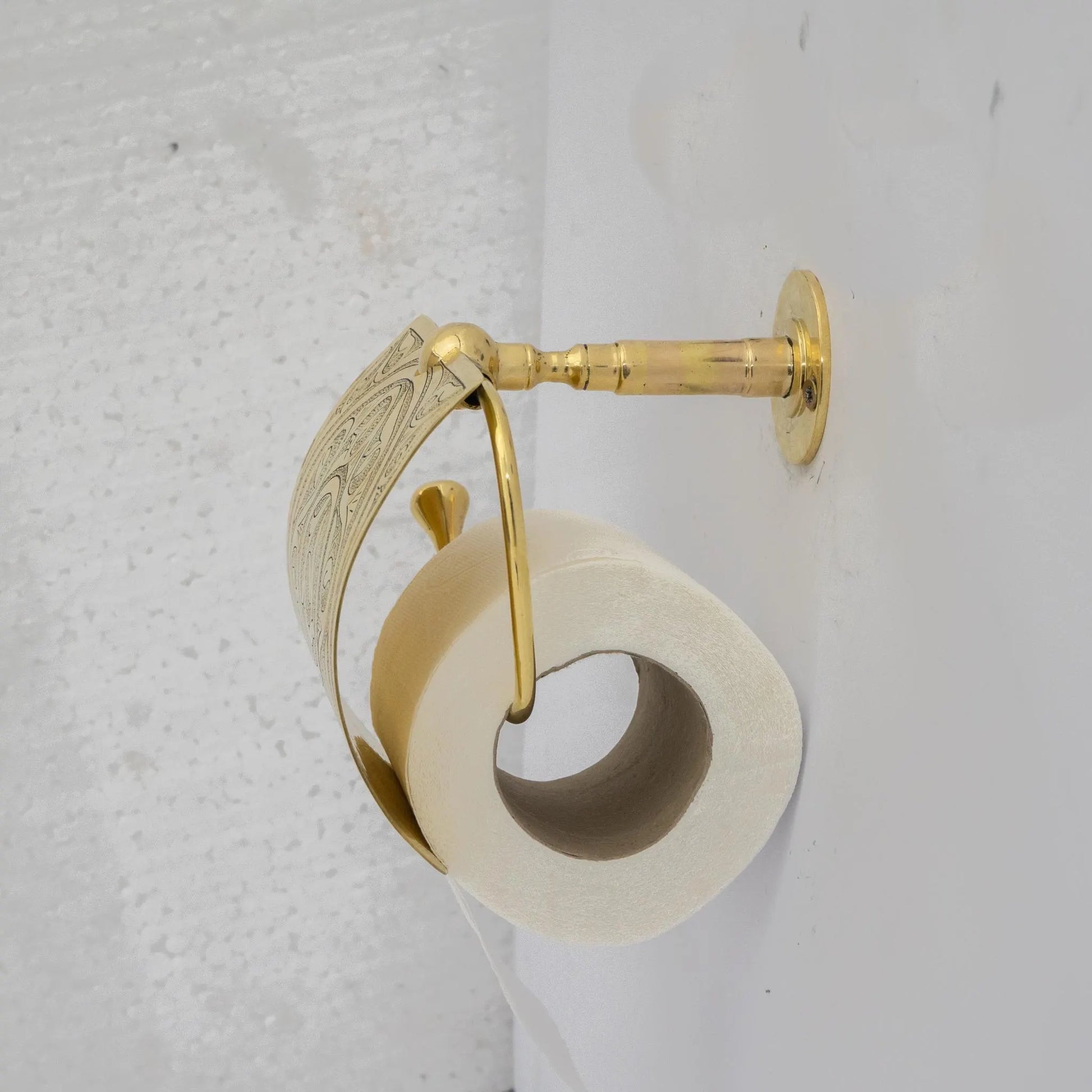 Solid Brass Toilet Paper Holder with Sliding Cover, Handcrafted Powder Room Roll Holder