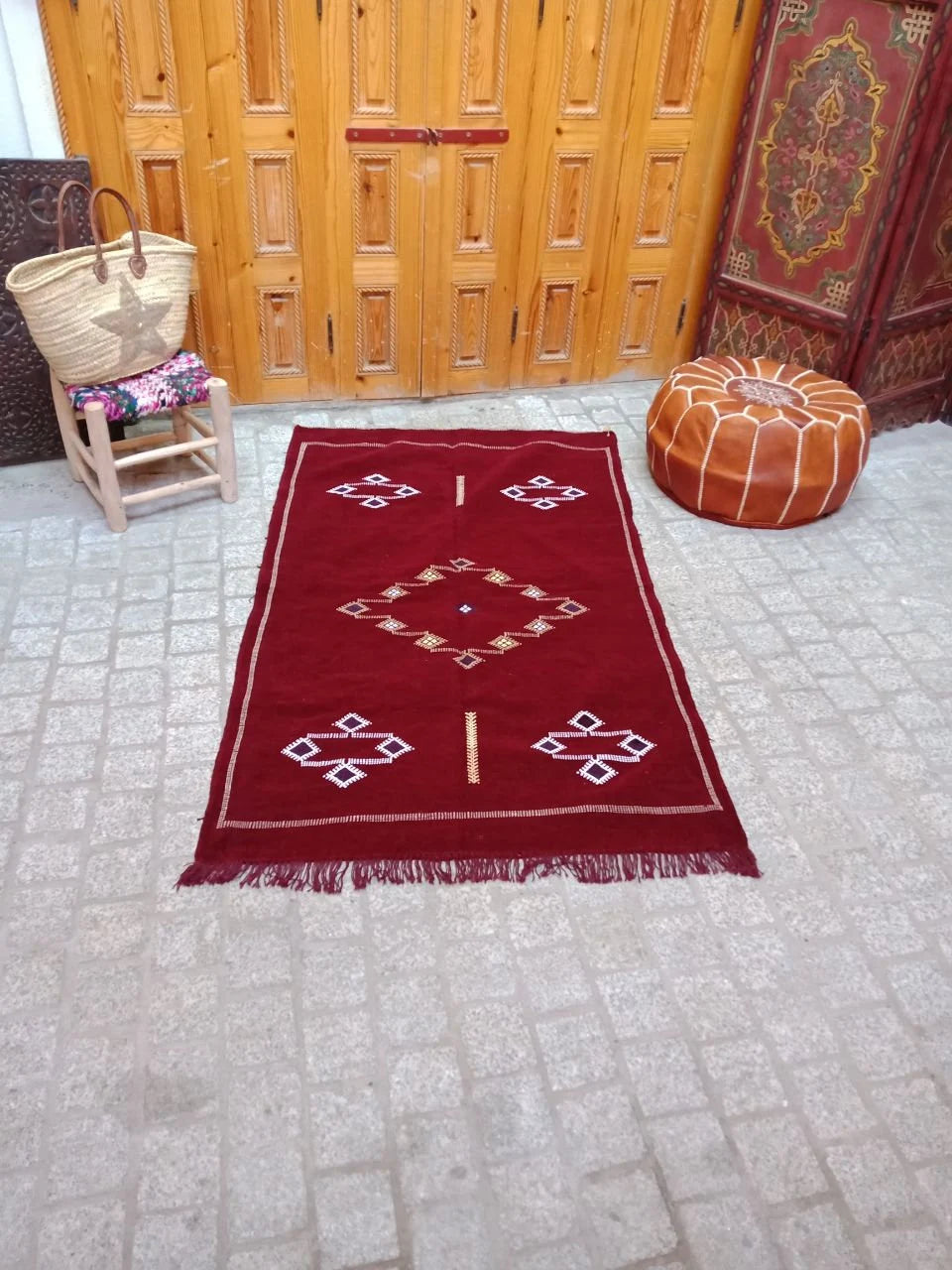 Cactus Silk Rug - Moroccan Cactus Silk Kilim Handmade .Cactus Silk Rug ,Sabra Carpet Berber Authentic Azilal Area Rug. Colorful Rug