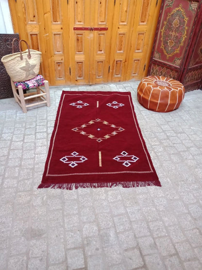 Cactus Silk Rug - Moroccan Cactus Silk Kilim Handmade .Cactus Silk Rug ,Sabra Carpet Berber Authentic Azilal Area Rug. Colorful Rug