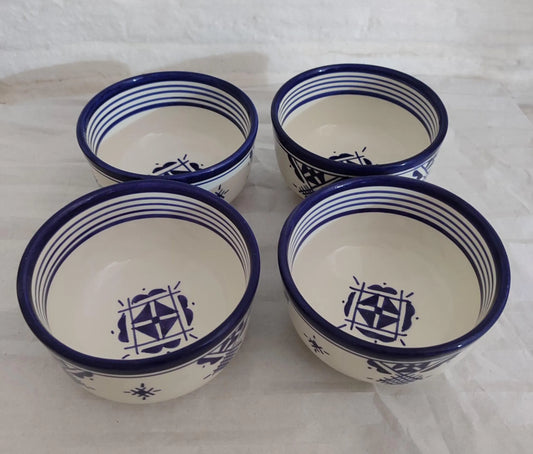 Set of Four Bowls, Moroccan Bowls, Handmade Ceramic Bowl, Clay Pottery Bowls, Dining Set, Pottery Soup Bowls, Matcha Kits Bamboo Whisk, Gift