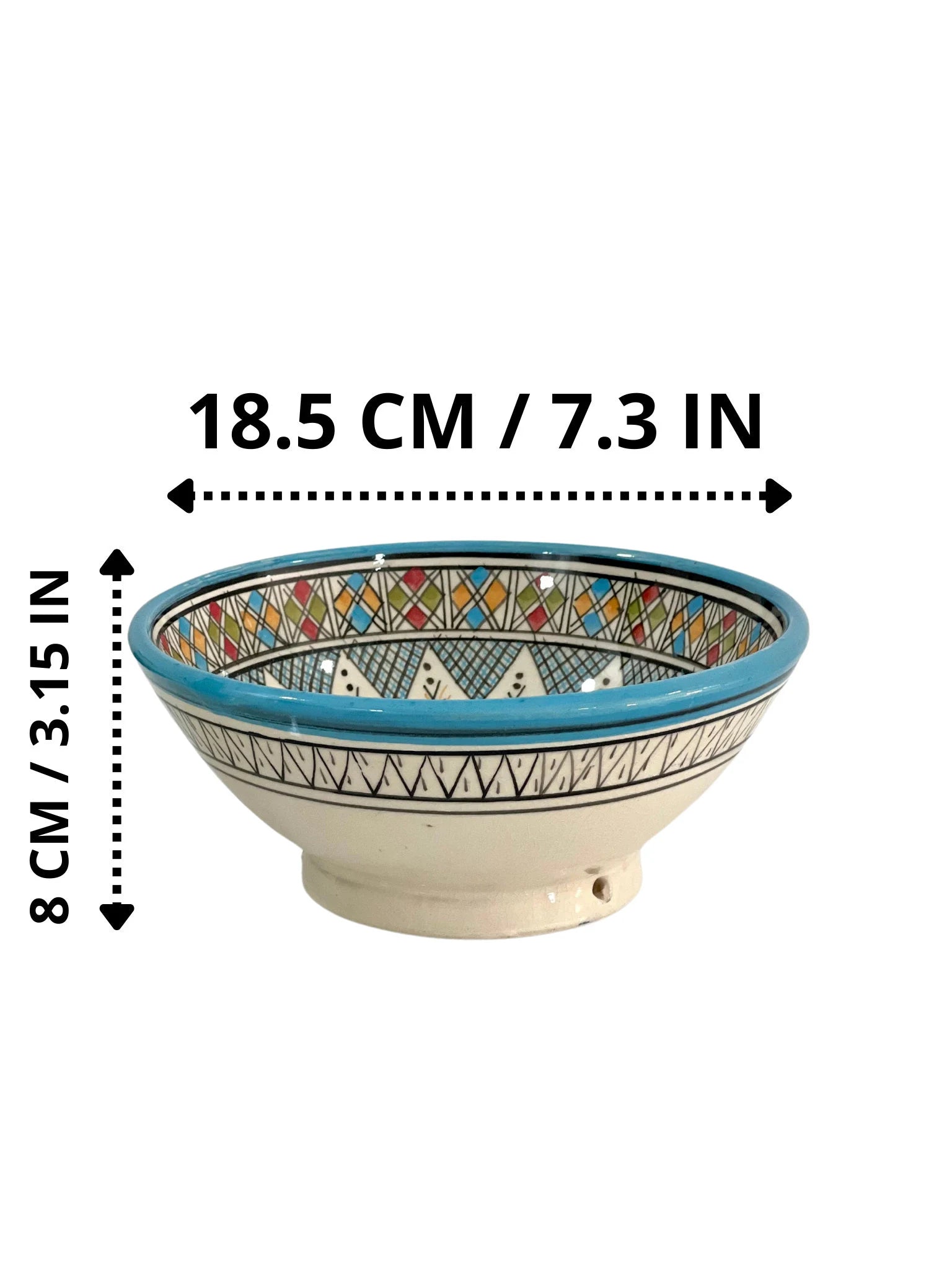 Moroccan Handmade Ceramic Salad Bowl - Pottery Bowl - Handpainted Moroccan Artisanal Bowl - Ceramic Fruit Bowl - Housewarming Gift