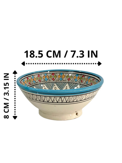Moroccan Handmade Ceramic Salad Bowl - Pottery Bowl - Handpainted Moroccan Artisanal Bowl - Ceramic Fruit Bowl - Housewarming Gift