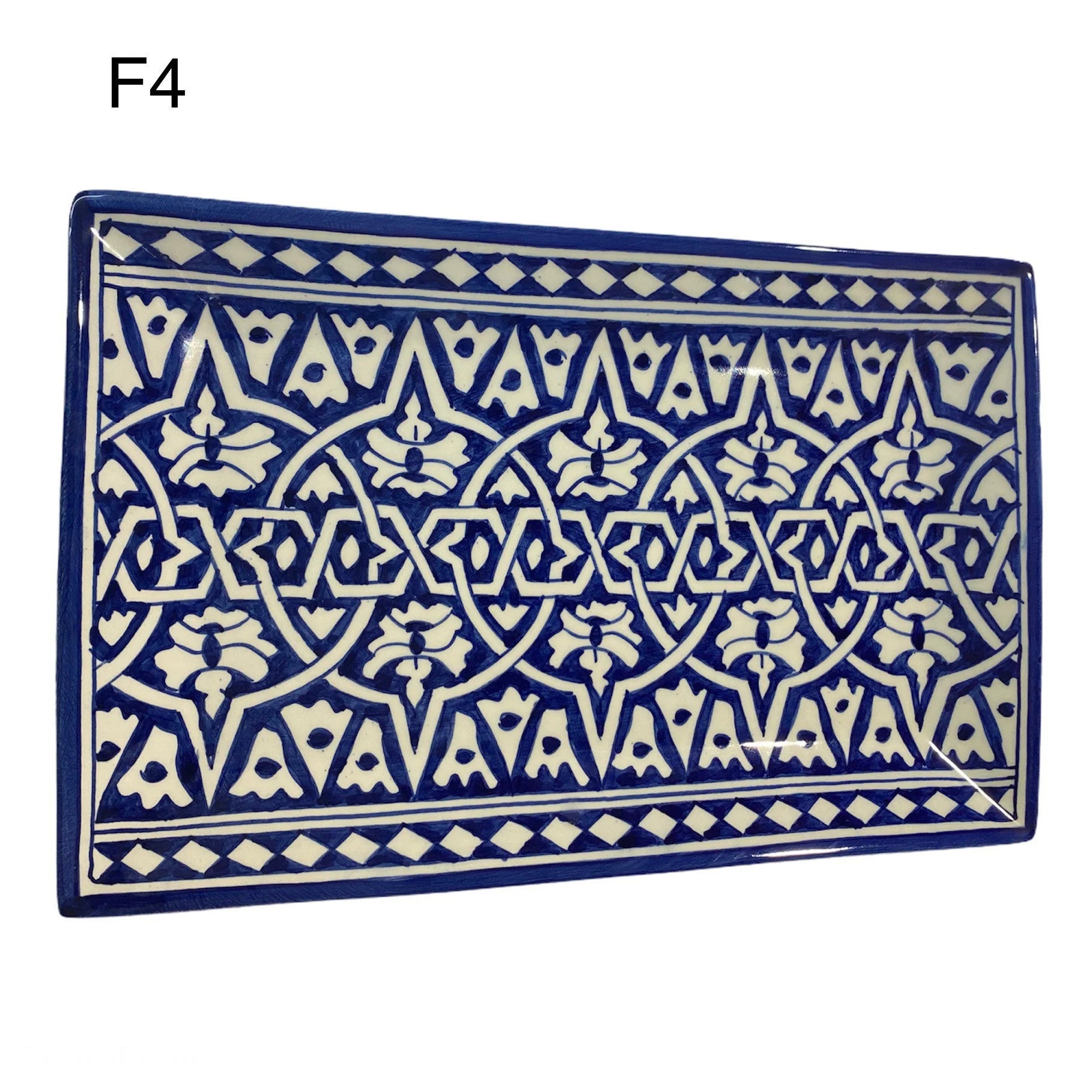 Handmade Ceramic Cake Dish from Fes (Morocco)/ Rectangular Tray / Rectangular Tray.