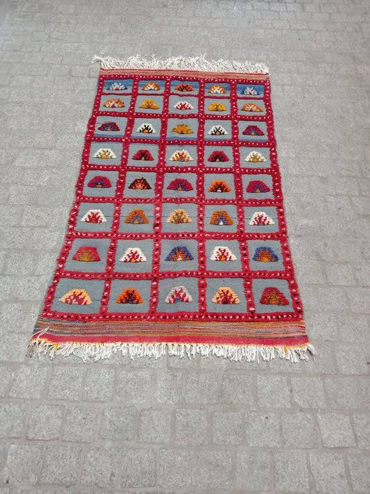 Vintage Rug 3×5 Ft. Moroccan Akhnif Rug, Vintage Berber Rug, Moroccan Kilim, Handmade Wool Rug, Home Decor