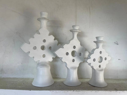 PROMOTION Set of 3 Moroccan Stucco Candles White