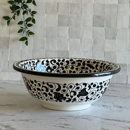 Bathroom Sink, Hand Painted Sink, Moroccan Handmade Vessel Sink, 14 Inch Sink Bowl, Flower Pattern Washbasin.