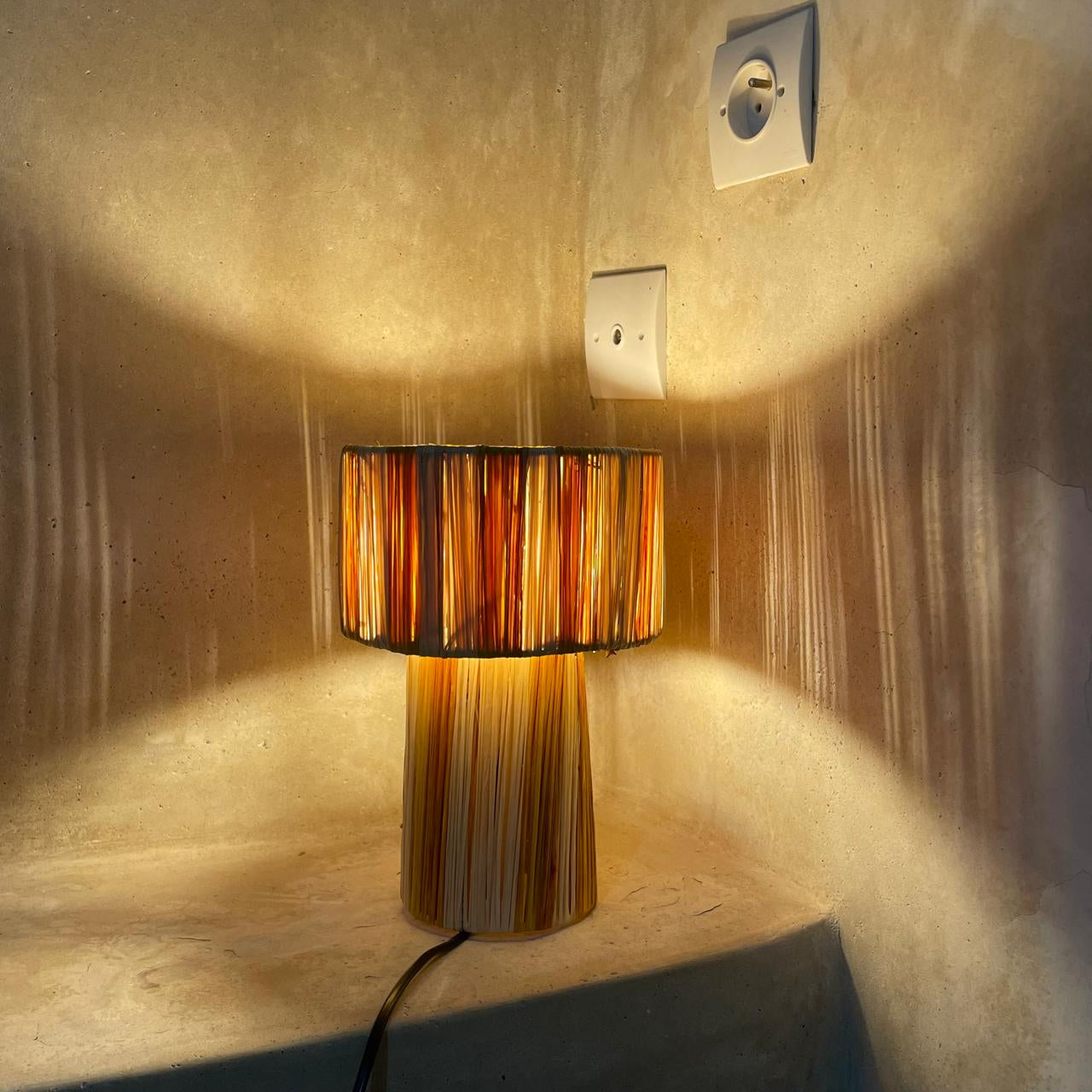 Raffia Lamp, Raffia Pendant Light , Hanging Lamp Shade in Raffia