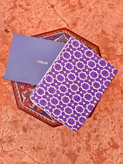 Handmade Moroccan Laptop Sleeve with Zellij Pattern | Stylish Macbook Air Sleeve | Custom Laptop Cover for Women & Men | Unique Office Gift