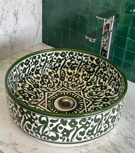 Antique Sink, Small Bathroom Sink, Moroccan Handmade Ceramic Basin, Hand Wash Basin, Free Gift INCLUDED