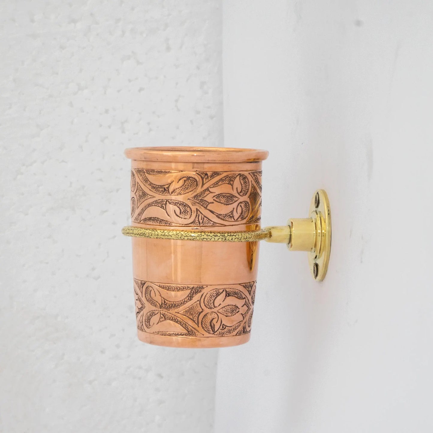 Unlacquered Copper Bathroom Toothbrush Holder, Wall Mount Toothbrush Cup