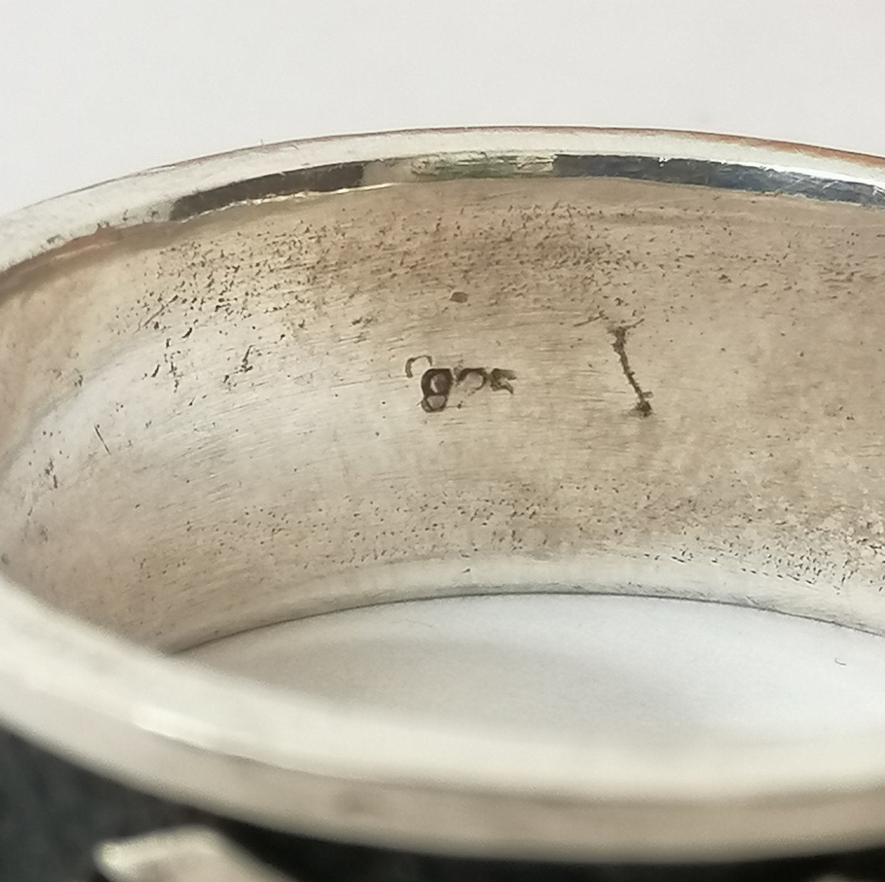 Sterling Silver Ring with Carved Diamond Pattern