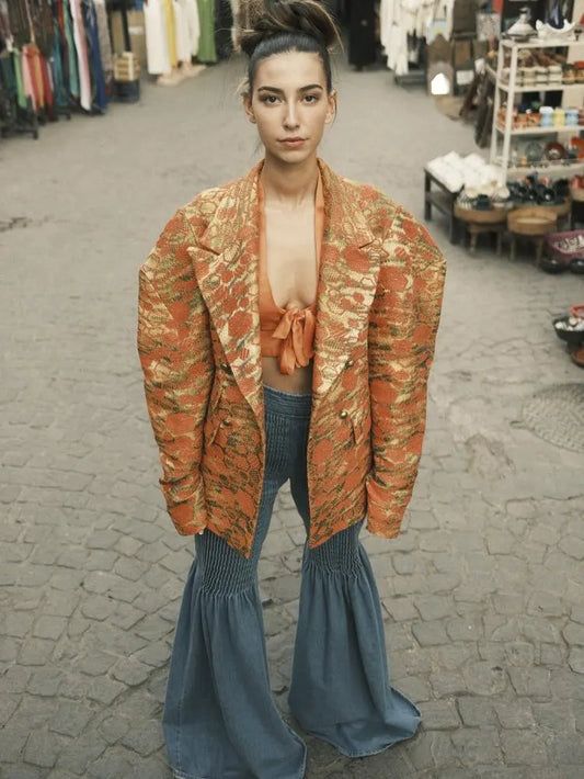 Mo’S Oversize Jacket Orange Coton Brocarde