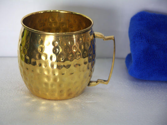 Set of 2 Hand-Hammered Brass Tumblers, Genuine Artisanal Copper Mug