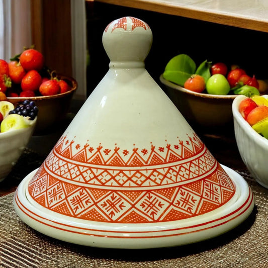 Handmade White Ceramic Tagine for Serving – Elegant Moroccan Dishware Moroccan Cultural Gift