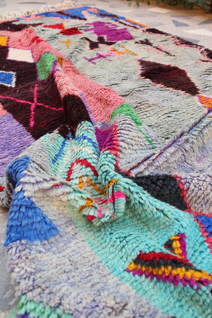 Rare Moroccan Rug Vintage 9X5 Pink Berber Handmade Wool