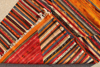 Wool Kilim Rug Morocco Flat Weave 9X12 Authentic Design