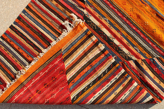 Wool Kilim Rug Morocco Flat Weave 9X12 Authentic Design
