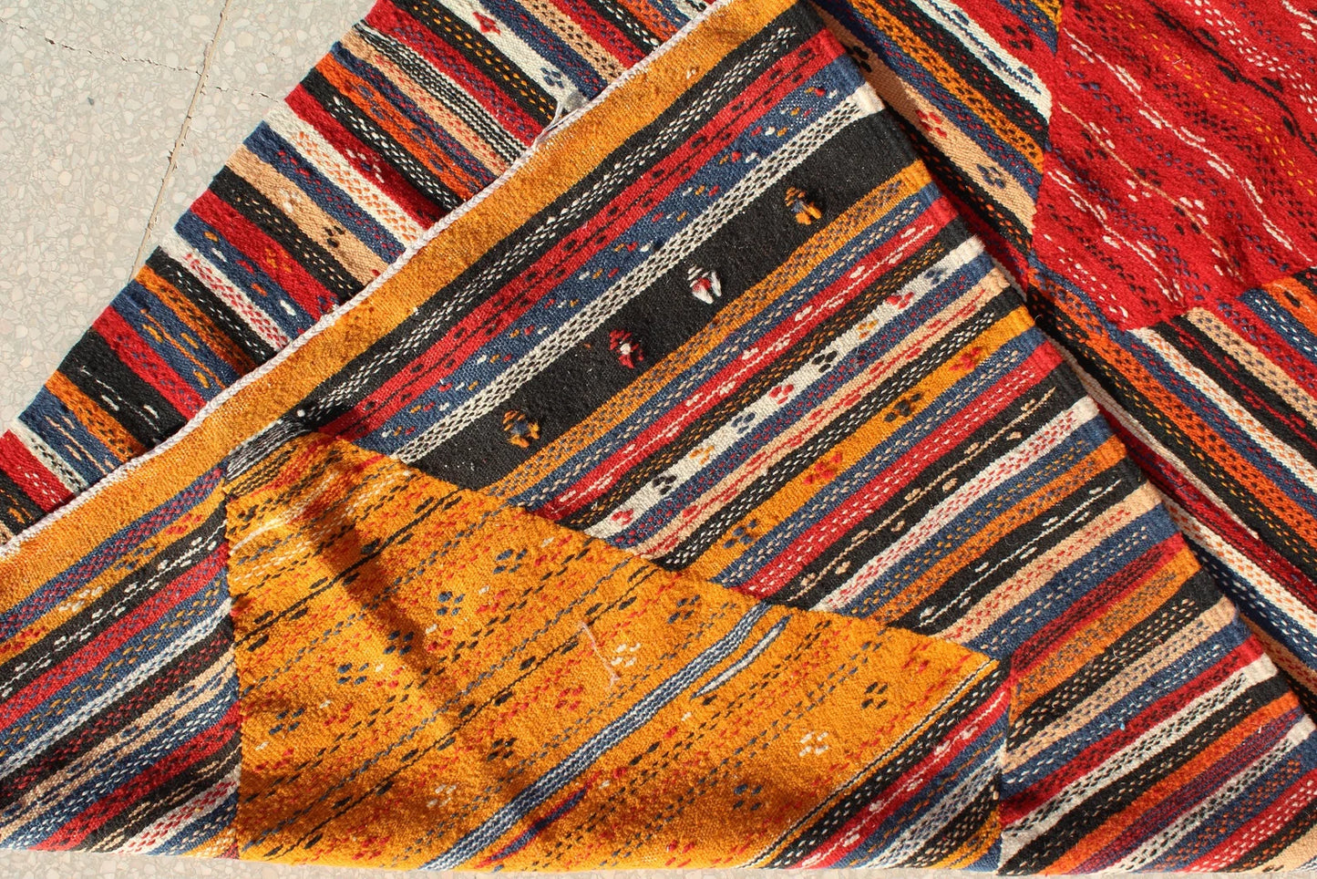 Wool Kilim Rug Morocco Flat Weave 9X12 Authentic Design